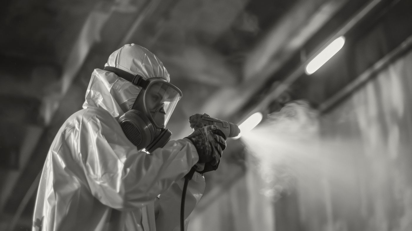 Certified crew applying the coating